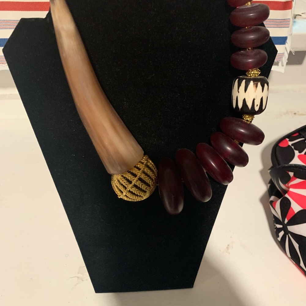 Elegant Gold and Brown Beaded Statement Necklace